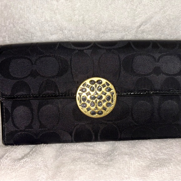 Coach Black Satin Wallet with Gold Accent - Picture 1 of 5
